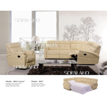 Modern Genuine Leather Sofa Bed (865#)